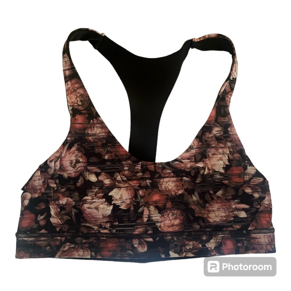 Women's Lululemon Break Free Peony Floral Racerback Sports Bra Size 10